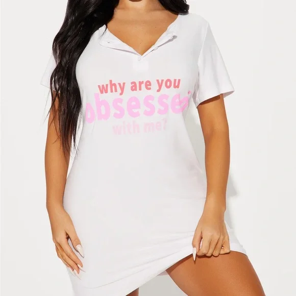 NWT So Obsessed PJ Sleep Shirt - Pink - Picture 3 of 4